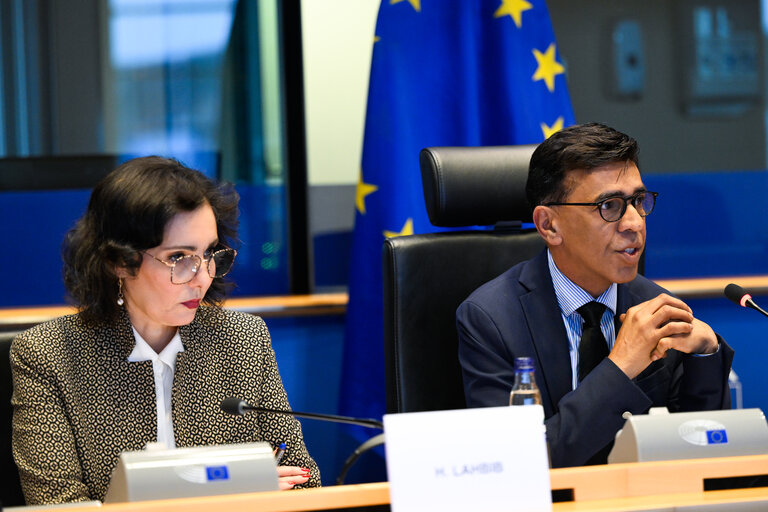 European Commissioner Hadja Lahbib and European Parliament vice-president Younous Omarjee