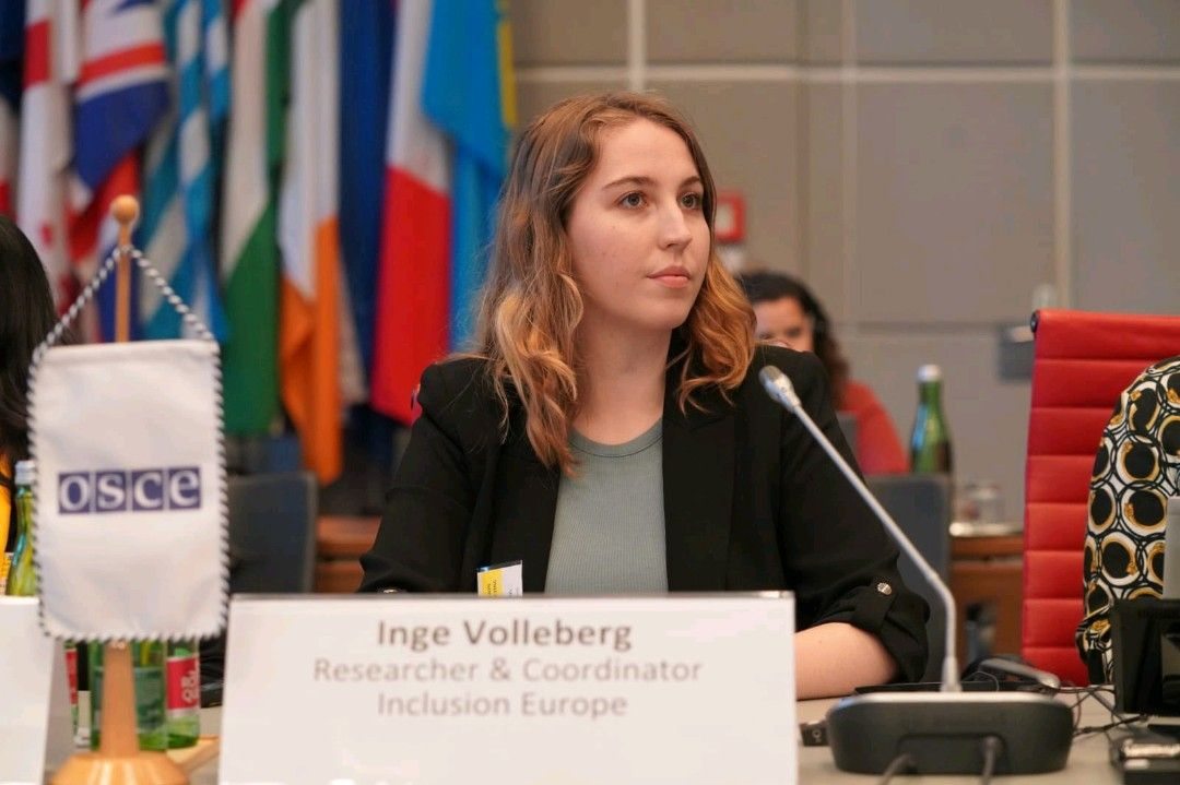 Inge speaking at at a conference on behalf of Inclusion Europe