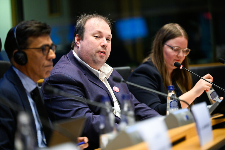 Bercse speaking on the panel