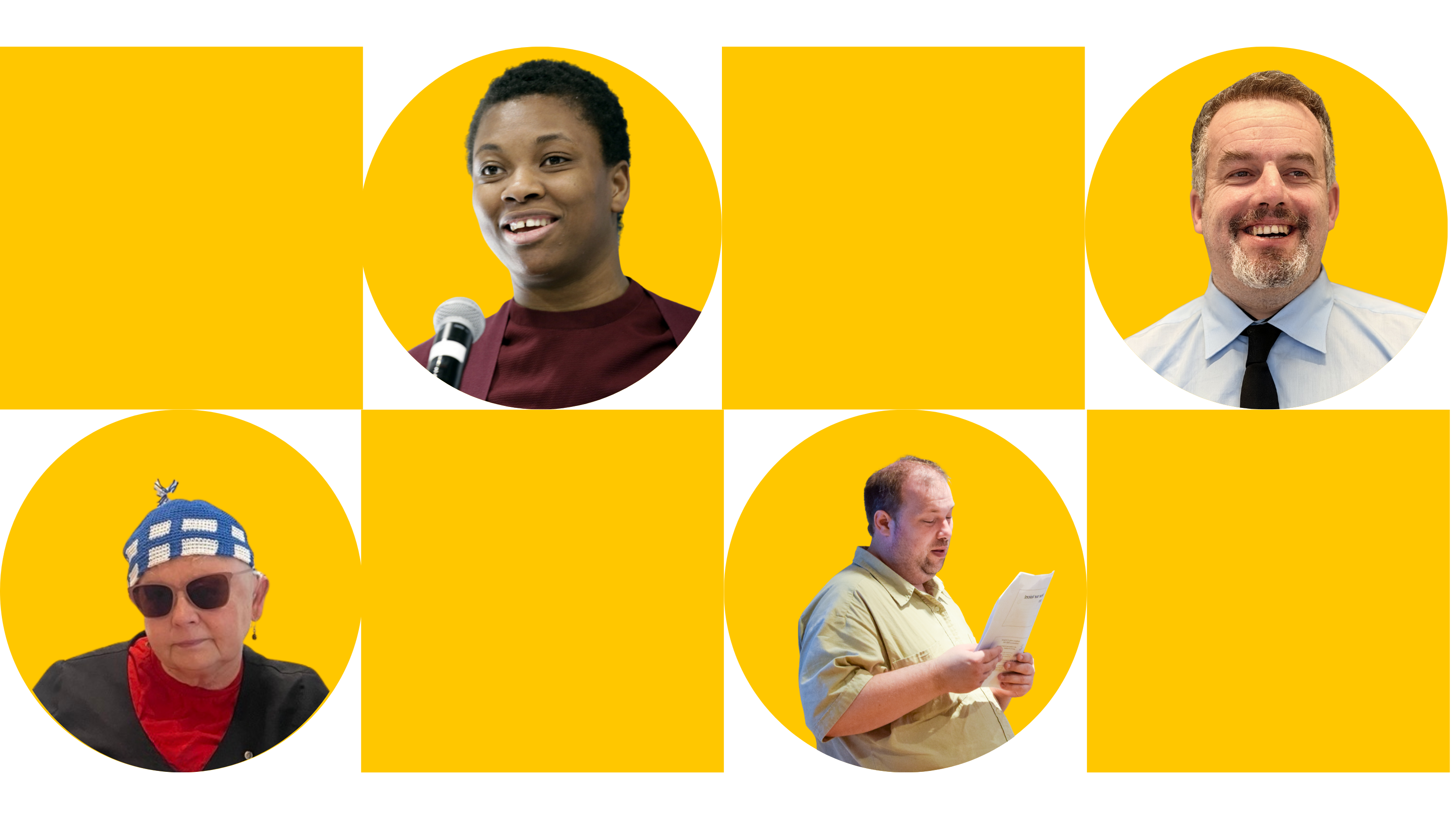 Annual report visual with photos of self-advocates