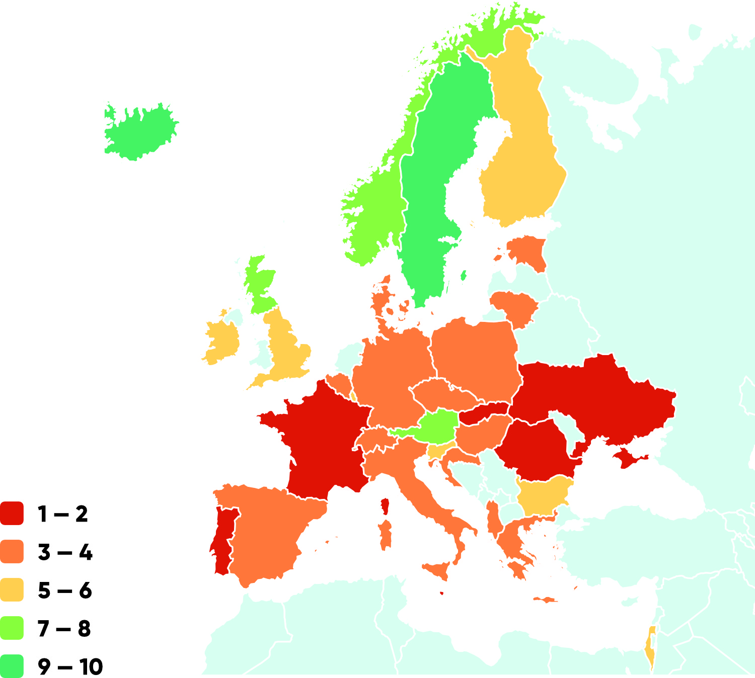 Map of Europe: Right to live independently and be included in the community