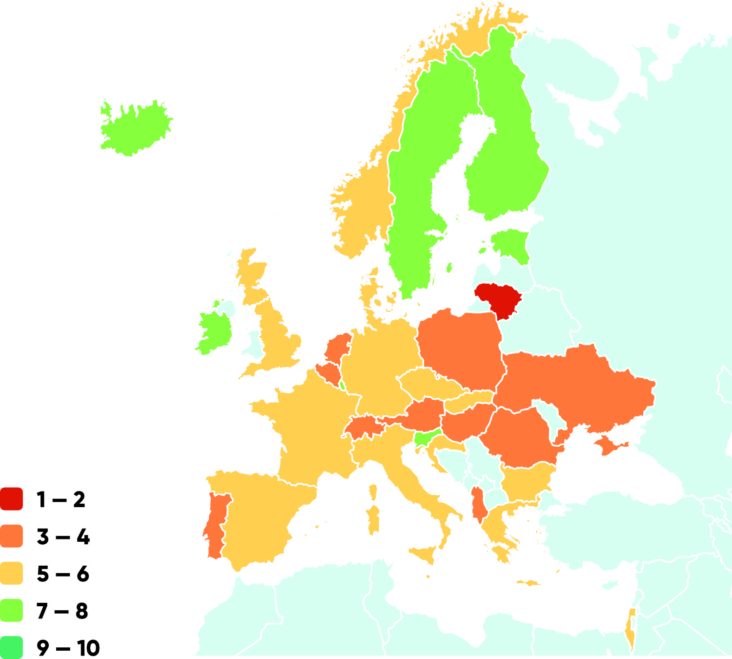 Map of Europe: Healthcare