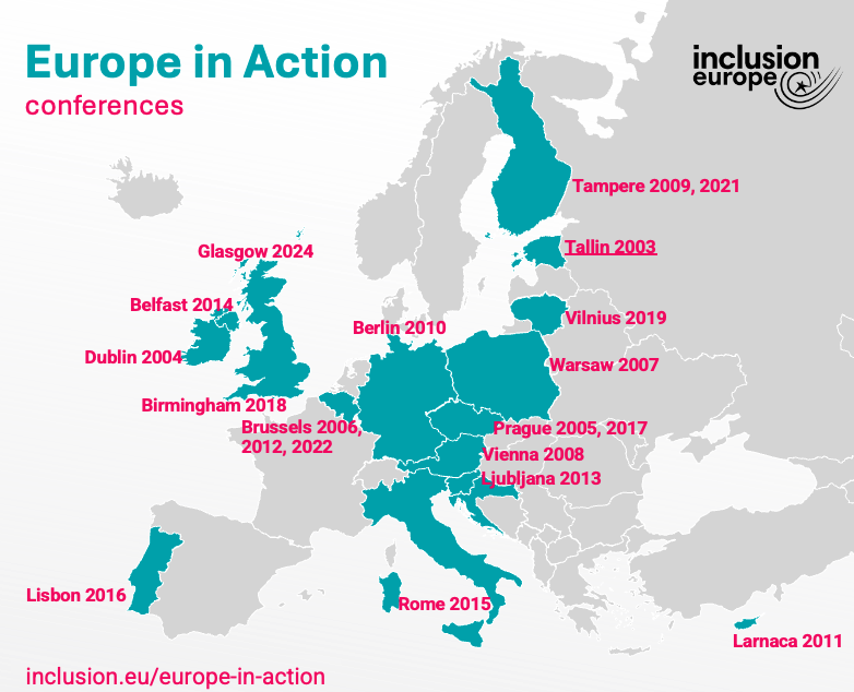 Map of Europe showing which countries hosted Europe in Action