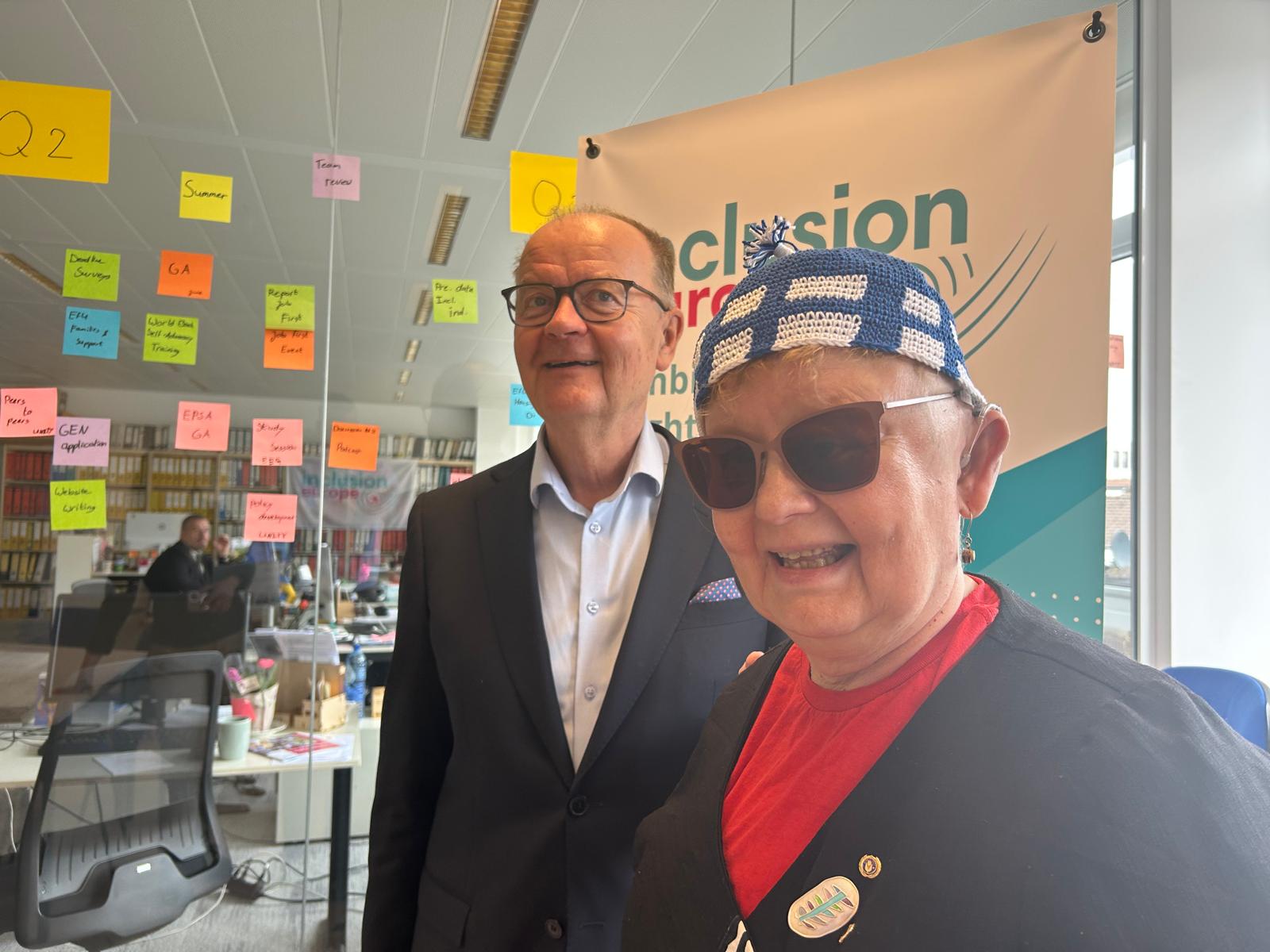 Jyrki Pinomaa and Ulla Topi in Inclusion Europe office